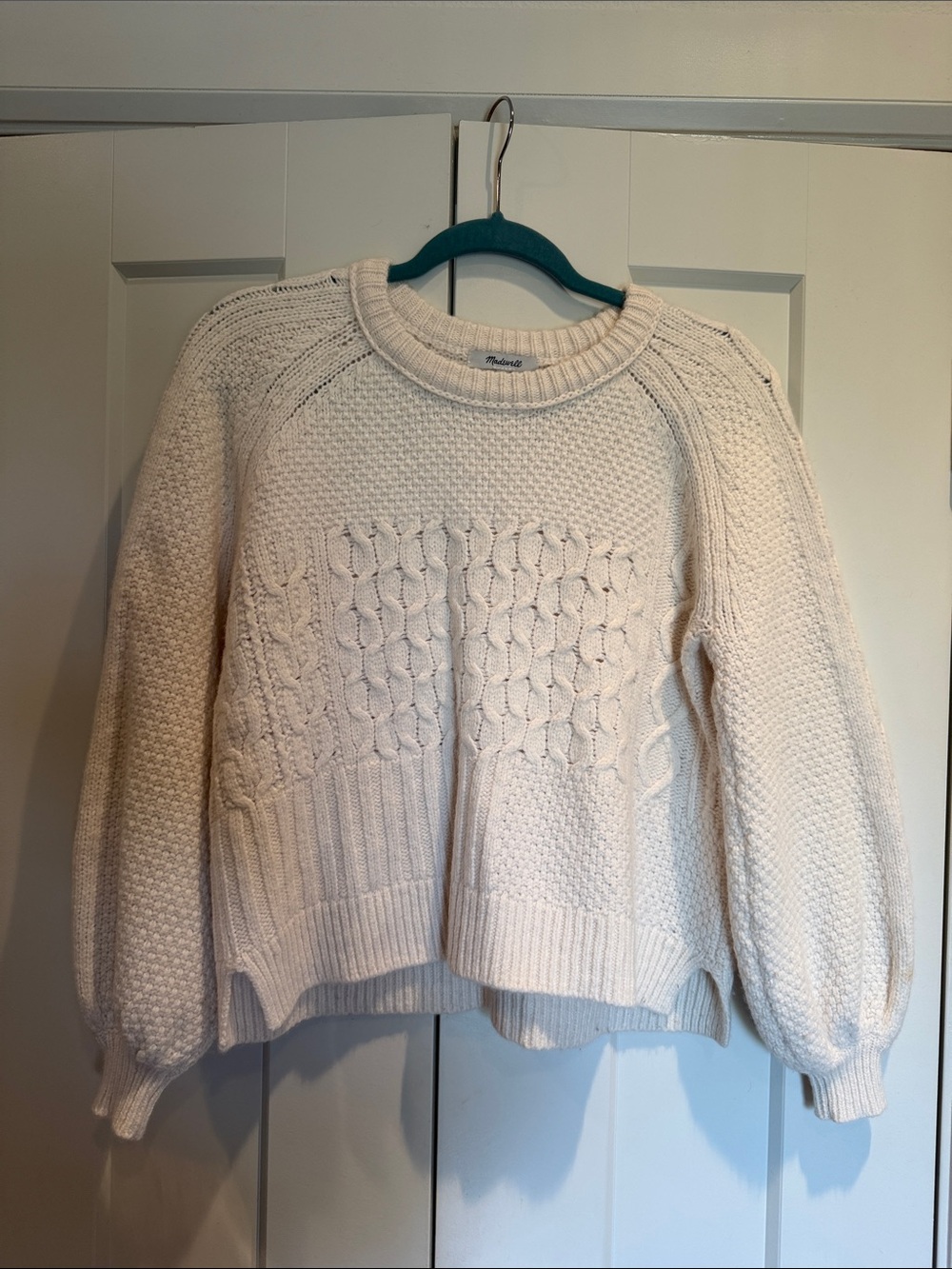 Madewell Cream Cable Crewneck Sweater